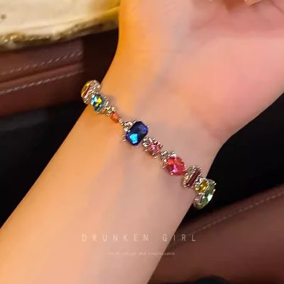 Jewelry Color Crystal Candy Zircon Bracelet Light Luxury Niche High-end Mori Sty