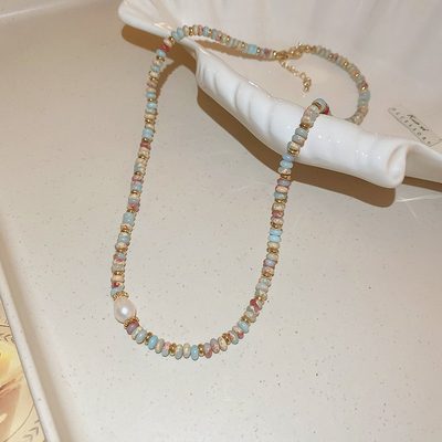 Jewelry Dopamine Rice Beads Pearl Cylindrical Beaded Necklace Fashionable Temper