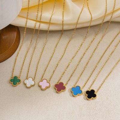 Jewelry Cross-border Double-sided Fritillaria Lucky Necklace Four-leaf Clover Si