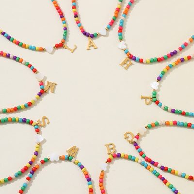 Jewelry Cross-Border Exclusive Turquoise Titanium Steel A-Z26 Letter Women's Nec