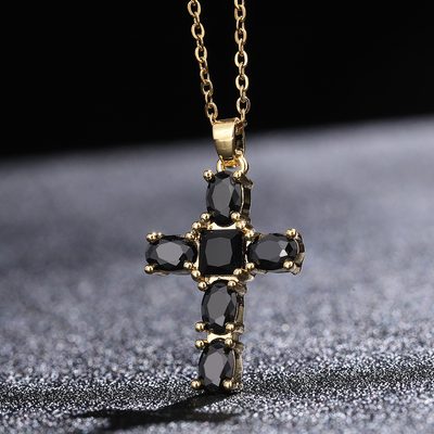 Jewelry Fashionable Cross Sweater Necklace for Men and Women Ins Style Zircon Ni