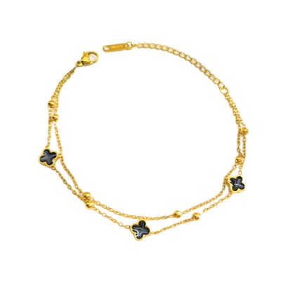 [full-body titanium steel] four-leaf clover double-layer folded bracelet versati