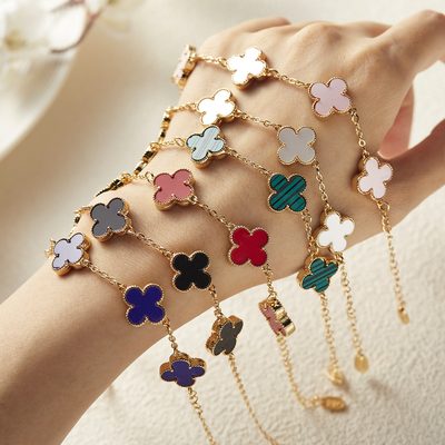 Jewelry Cross-Border New Titanium Steel Five-Flower Four-Leaf Clover Bracelet fo
