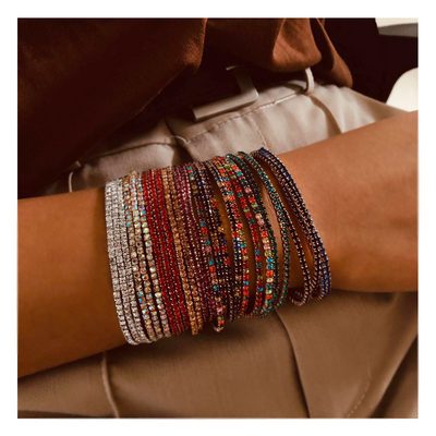 Yanni European and American Cross-Border Multi-Color Rhinestone Elastic Thin Shi