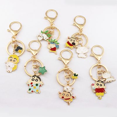 Keychains Alloy key ring cute cartoon Crayon small new cartoon couple keychain g