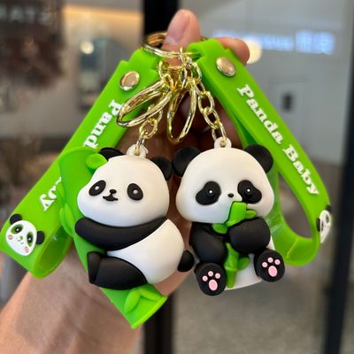 Keychains Cartoon Bamboo Panda Keychain Cute Panda Couple Coin Purse Pendant Hol