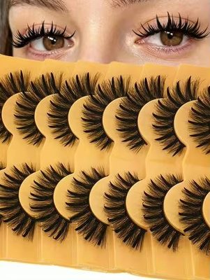 Makeup 5 Pairs of 3D Synthetic Fiber False Eyelashes, Multi-Layered