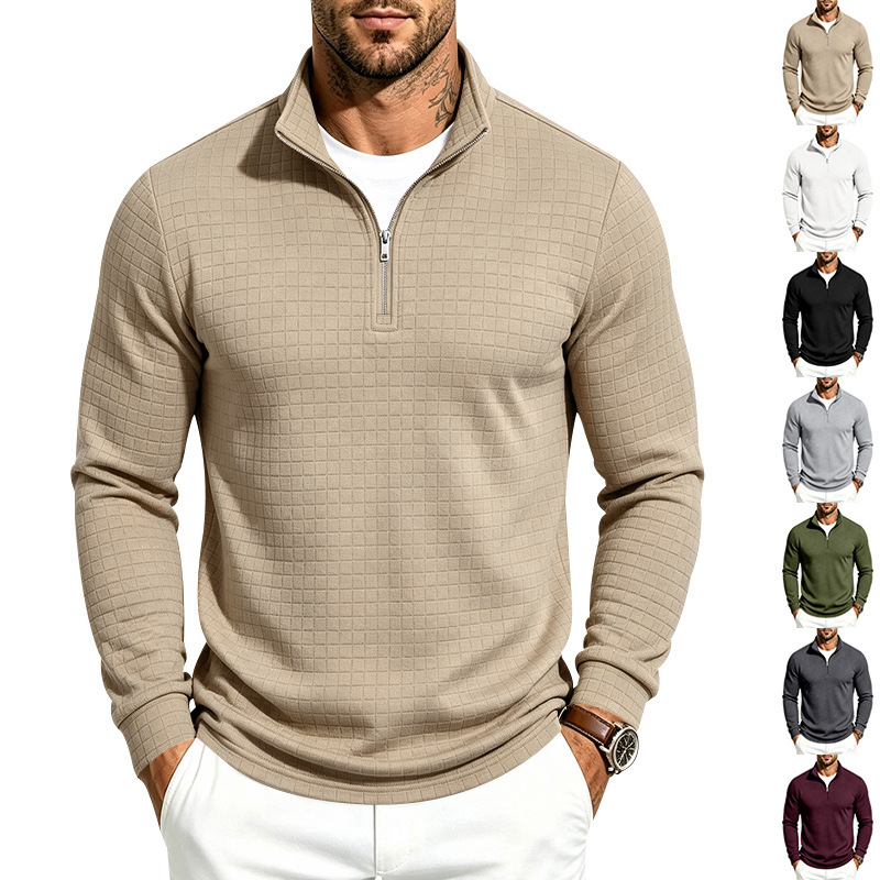 Mens Clothing European American Amazon Men's Jacquard Plaid Casual Commuter Heav