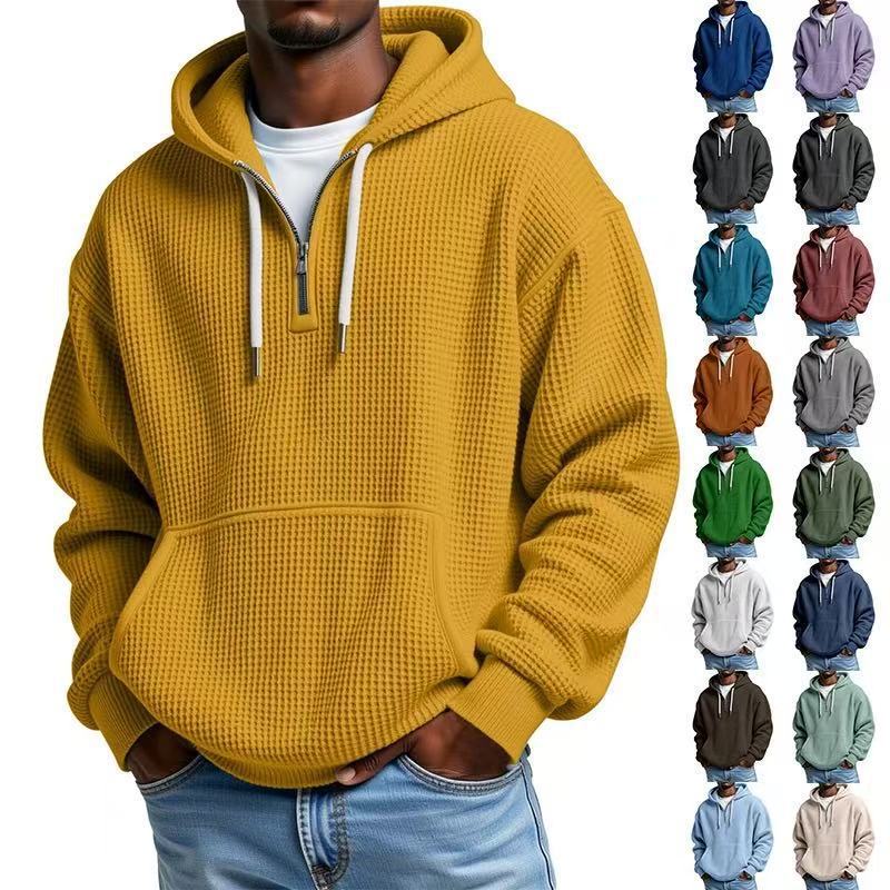 Mens Clothing Cross-border European American New Heavyweight Trendy Waffle Fabri