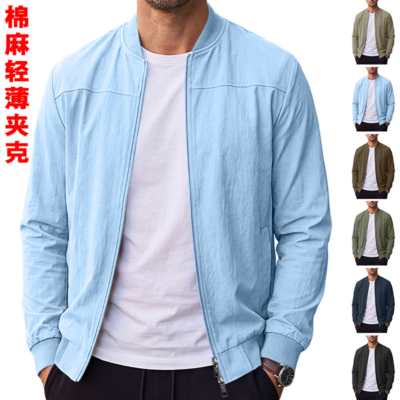 Mens Clothing Cross-border Independent Station American Men's Solid Color Zip Si