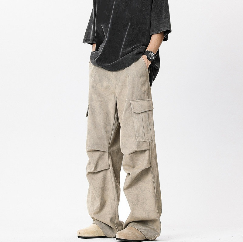 Mens Clothing Marble Print Pleated Detail Jeans Men's New American High Street S