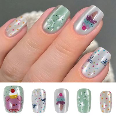Nail Art 30 pieces of cat's eye short ladder wearing a collection of DIY handmad