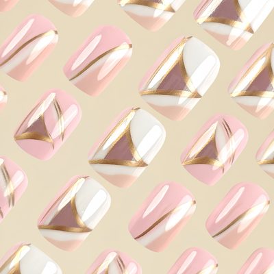 Nail Art Cute and Sweet Short European Square Plaid Fashionable Whitening Fake N