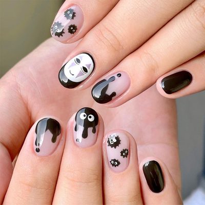 Nail Art European and American Cartoon Style Short Halloween Quirky Fake Nail Pa