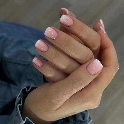 Nail Art Cross-border French wearing nail toenails 24 boxed retro simple gradien