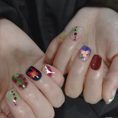 "Ganlu Temple" Hua Fei Touch Face Pure Hand-Wearing Nail Art Patch Short, Medium