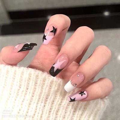 Internet Celebrity Explosive Leather Powder Star Nail Art Sticker y2k Black and