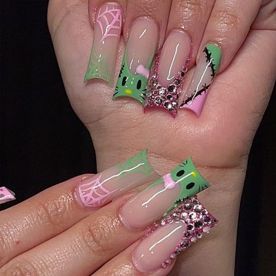 Nail Art Manicure wear Nail long flash color diamond bow European and American f
