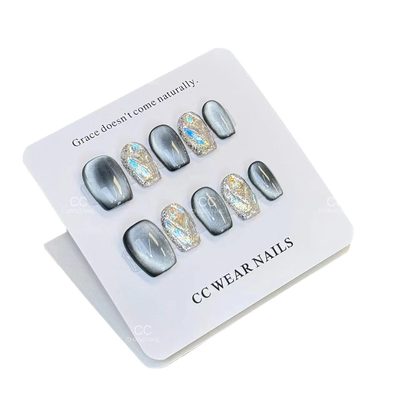 Pure hand-worn armor cute color cat's eye detachable patch nail art student pari
