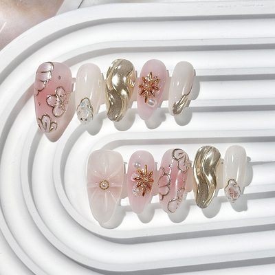 Nail Art Purely Handmade Wearable Nails, Handmade Short Ladder High-Quality Bout