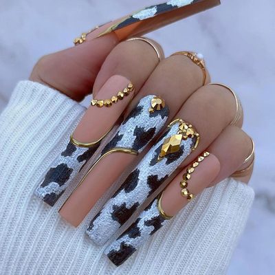 Water pipe wear nail nail long ballet finished detachable colorful graffiti ins