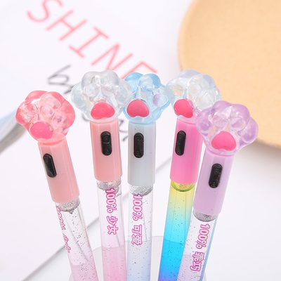 Office Supplies Crystal bear paw with lamp into the oil quicksand gel pen studen