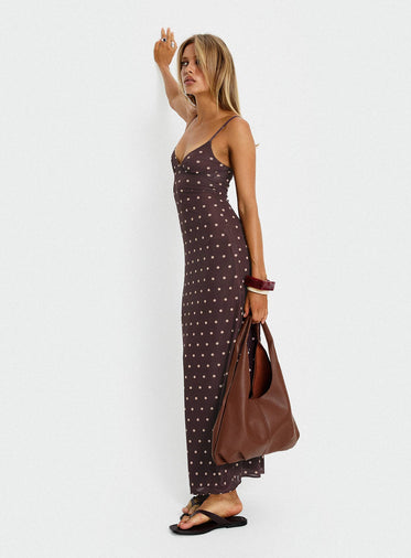 Plum Dresses Sexy and Stylish Polka Dot Print Color-Block V-Neck Basic A-Line Sl