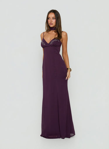 Plum Dresses New Sling European and American Tulle Formal Gown Women's Flower La