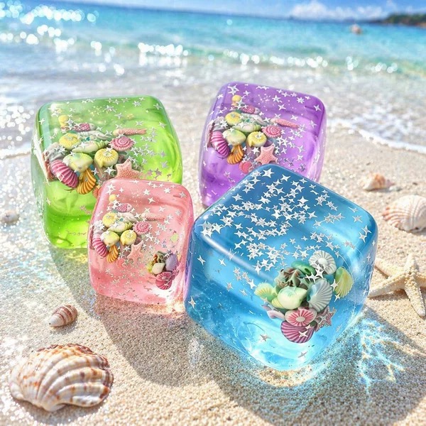 Stress-Relief Toys Cross-Border Maltose Ice Cube Squeeze Toy Green Ocean Series