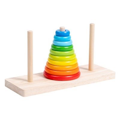 Hanoi Tower Wooden Ten-layer Rainbow Circle Children's Early Education Logical T