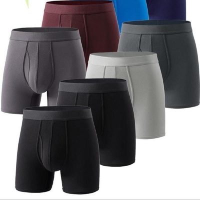 Export Men's Modal Fly-Front Boxer Briefs, Extended-Length Sports Mid-Rise Under