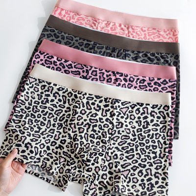 Men's Leopard Print Cool Breathable Seamless Boxer Briefs, Comfortable Soft Fash