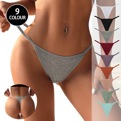 Underwear Women's Pure Cotton Low-Rise String Thong, Seamless Breathable Butt Li