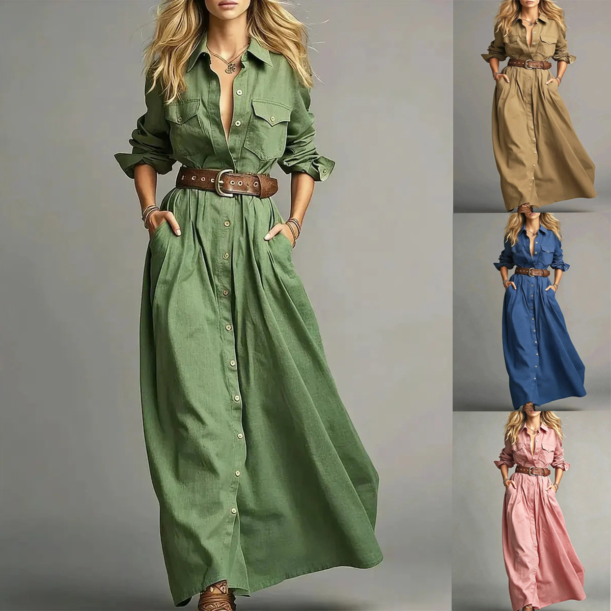 Womens Clothing 2026 Amazon European & American Women's Solid Color Elegant Long