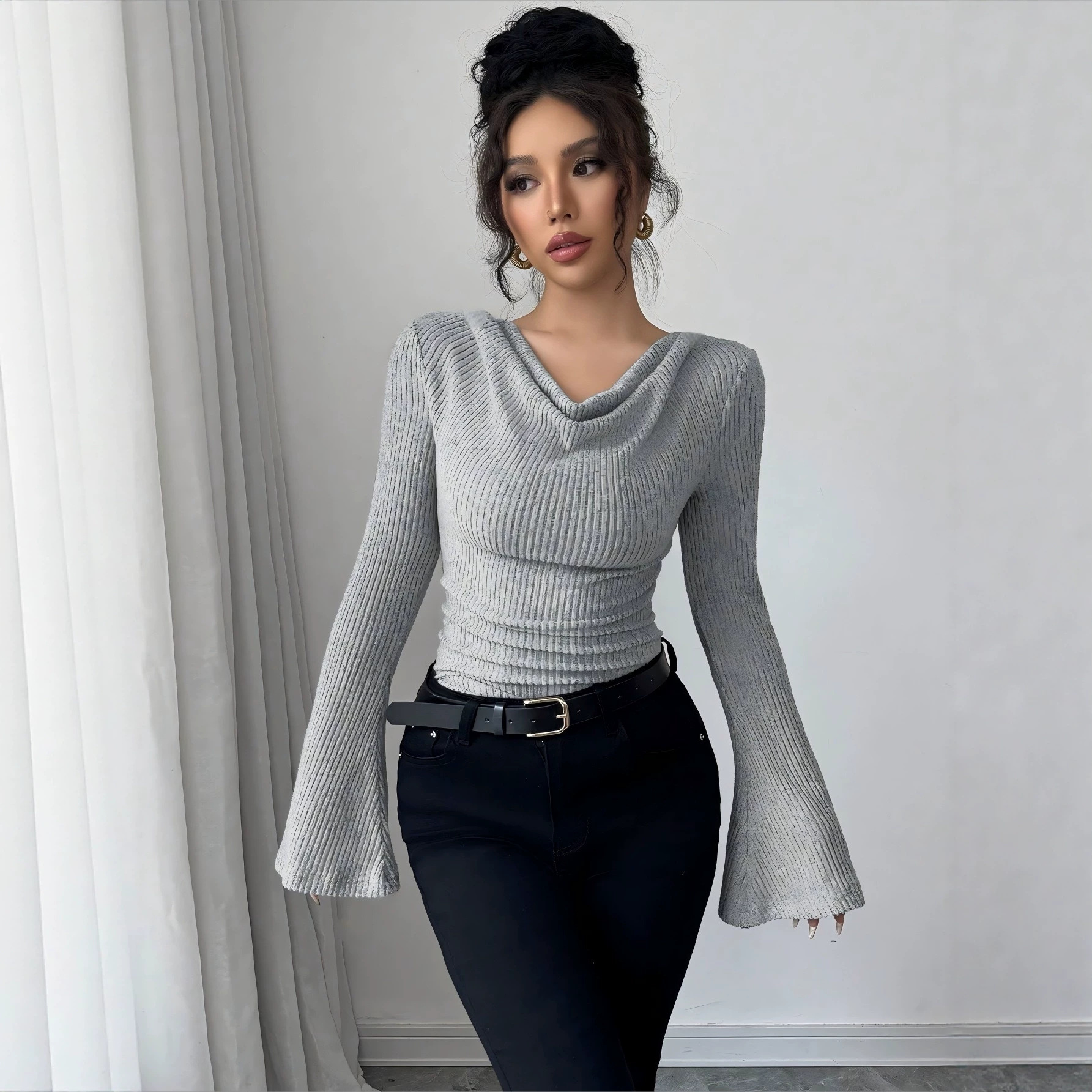 Womens Clothing 2026 Autumn/Winter European American Cross-Border Women Ribbed K