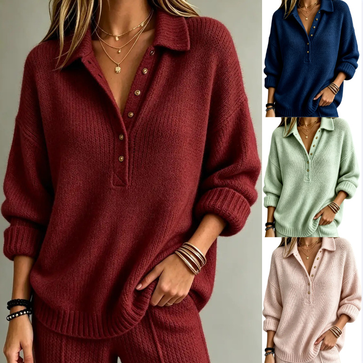 Womens Clothing 2026 European & American Women's New Fall Winter Solid Color Kni