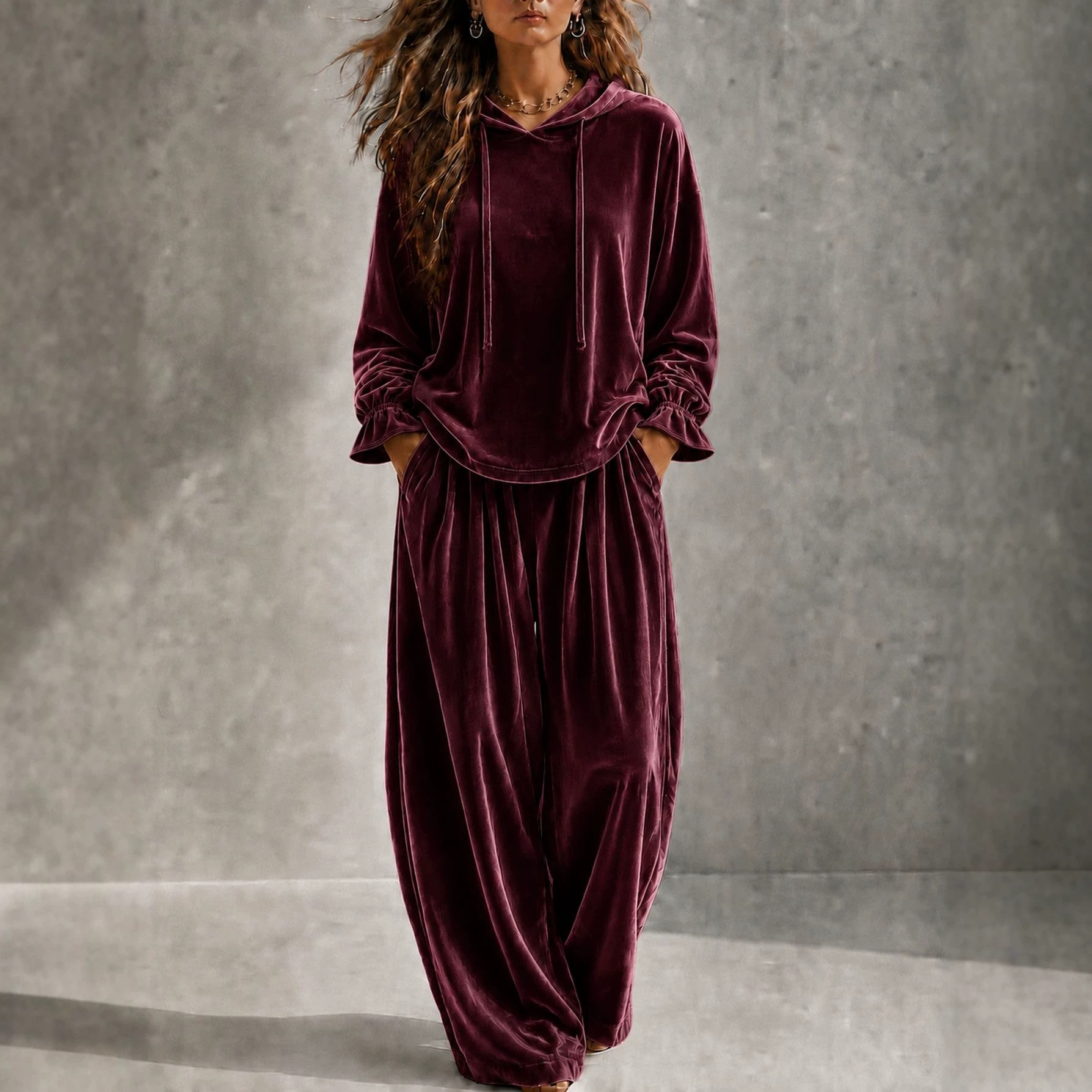 Womens Clothing Anuo Self-Developed 2026 European & American Women's Velvet Casu