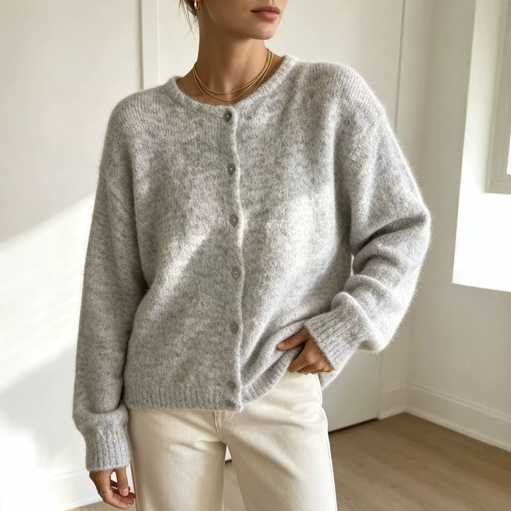 Womens Clothing Hot Selling European & American Women's Soft Solid Color Round N
