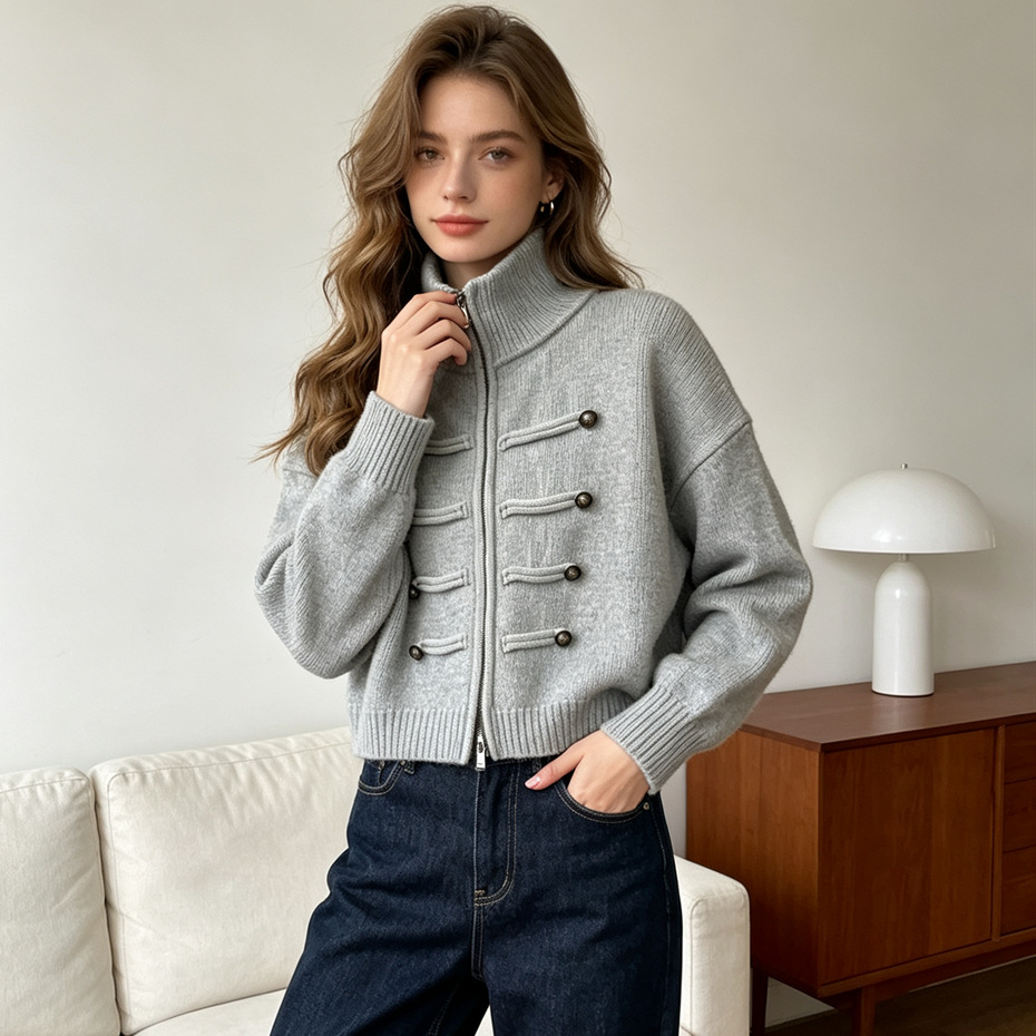 Womens Clothing European & American Style Women's Short Knit Cardigan, Niche Des