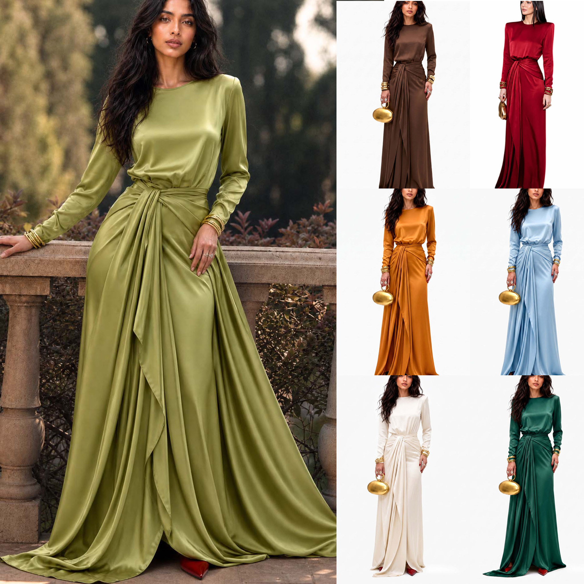 Womens Clothing INS Cross-Border 2026 Women European American Loose Satin Long S